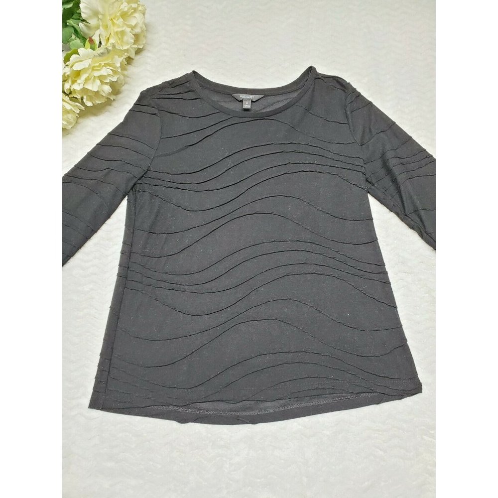 Simply Vera Wang M black ribbed light sweater pullover blouse shirt